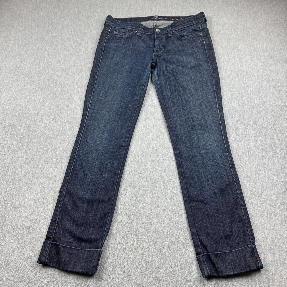 7 for All Mankind Jeans Womens 28 Blue Bootcut Cuffed Hem Cotton Classic Pocket